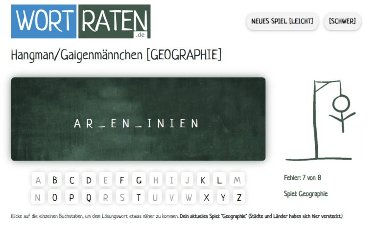 Wo kann ich im Internet kostenlos Galgenmännchen spielen?